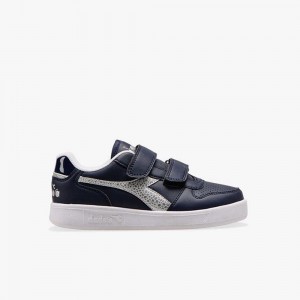 Basket Basse Diadora Playground Enfant Bleu Marine | BHZVWCD-47