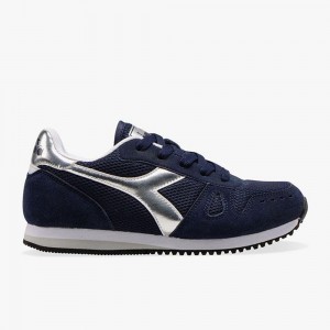 Basket Basse Diadora Simple Run Enfant Bleu Marine | PHESTBY-79