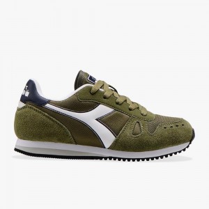 Basket Basse Diadora Simple Run Enfant Vert | GNMAKJX-18