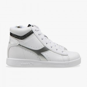 Basket Montante Diadora Game Enfant Blanche | JVFKMYG-49