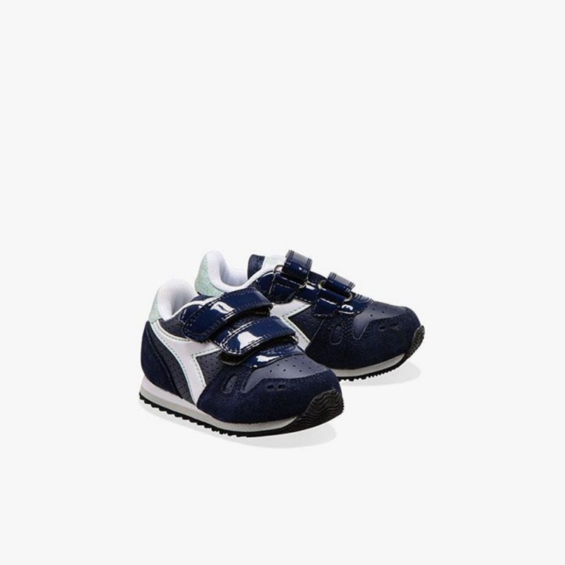 Basket Basse Diadora Simple Run Enfant Bleu Marine | KYTPRWH-87