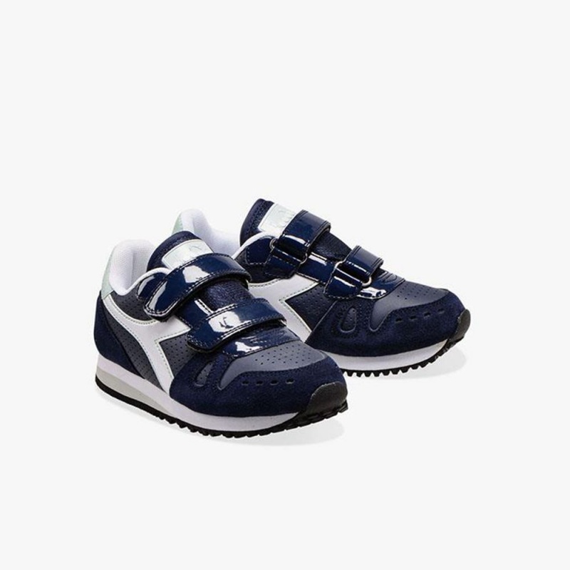 Basket Basse Diadora Simple Run Enfant Bleu Marine | QKXBZIP-63