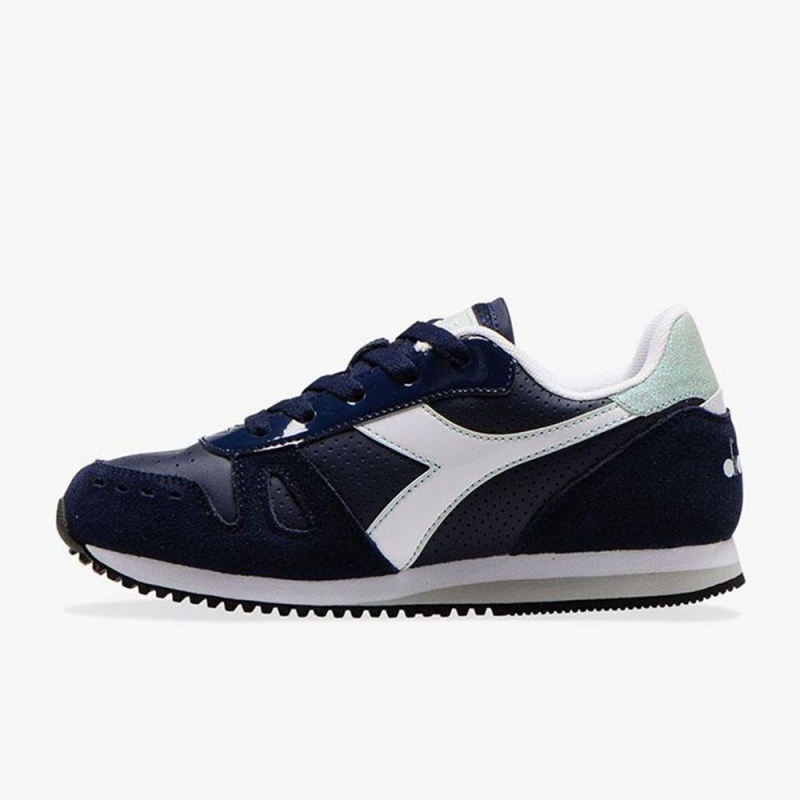 Basket Basse Diadora Simple Run Enfant Bleu Marine | SYCBDGH-03