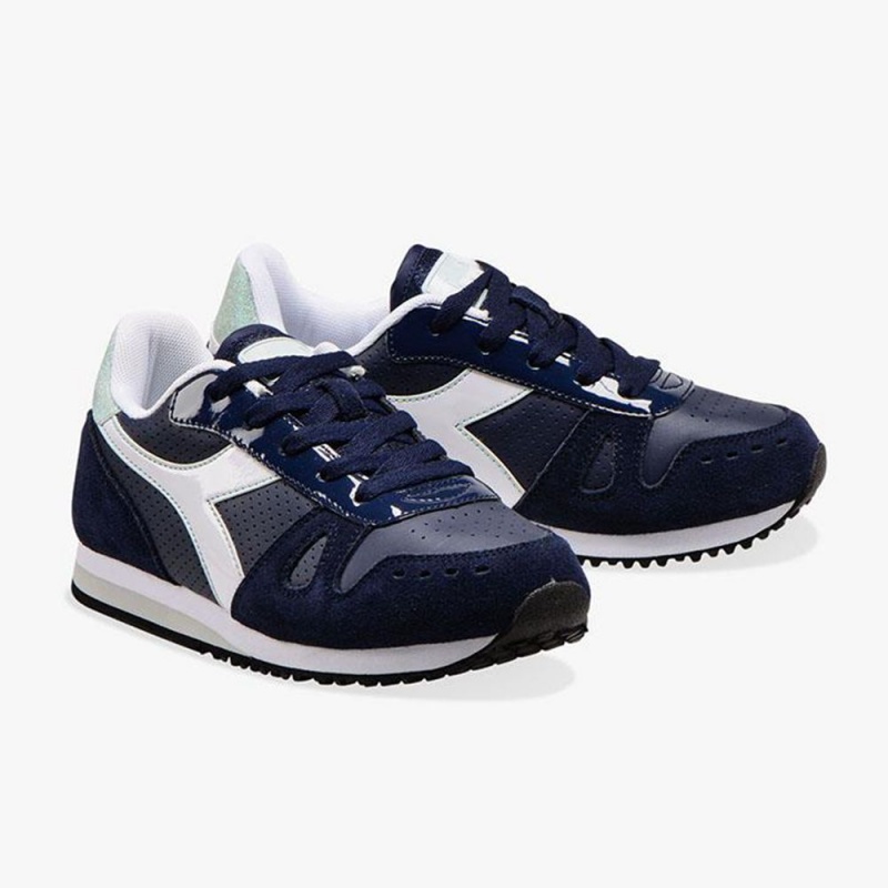 Basket Basse Diadora Simple Run Enfant Bleu Marine | SYCBDGH-03