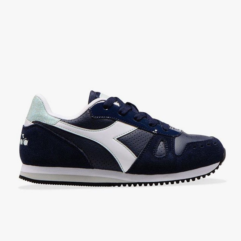 Basket Basse Diadora Simple Run Enfant Bleu Marine | SYCBDGH-03